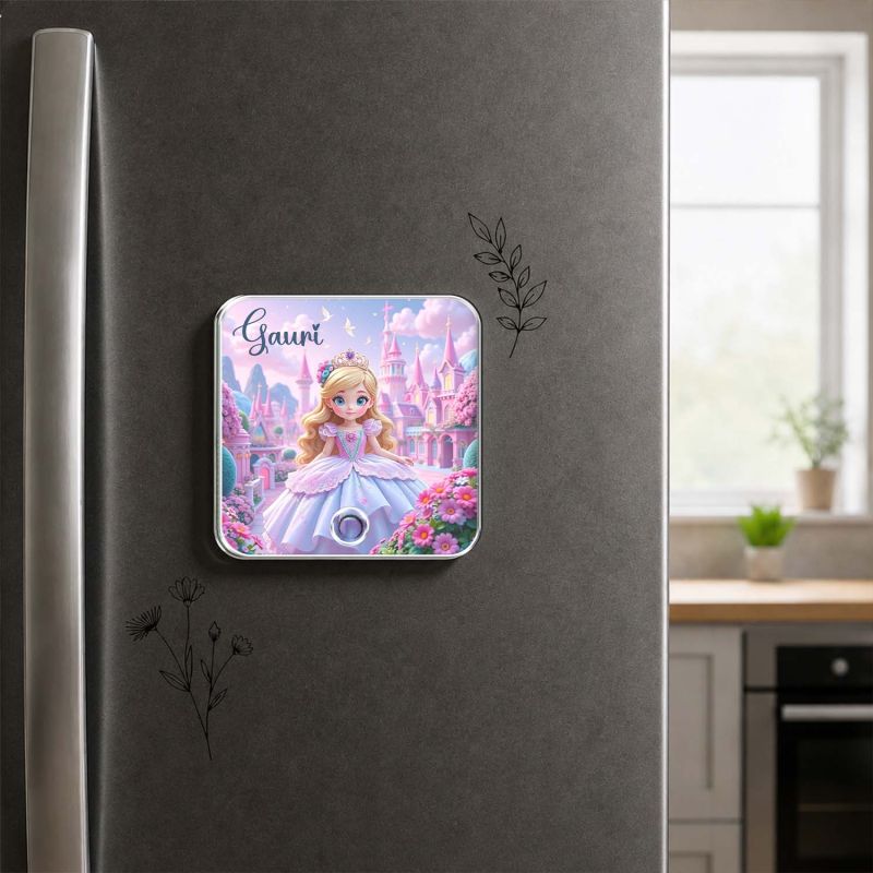 Personalized Princess Theme Gift for Girls Personalized Musical Fridge Magnet Custom with Name Gift for Daughter, Granddaughter, Kids Birthday Rechargeable Battery with Playable Song